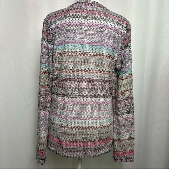 Prana Women’s Large Long Sleeve Top Aztec Vneck Lightweight Pink Green - Picture 6 of 9